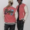 Lamar Varsity Jacket Unisex - Imitatieleren Jas - Coral -Damesmode 01d2fd92b457475093992f919857bd94