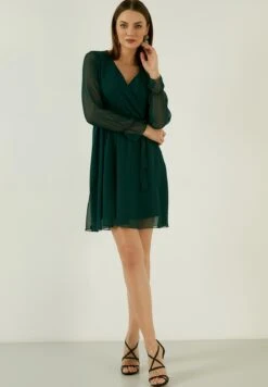 LELA Mini- Jurk - Petrol Blue -Damesmode 03dfb18069eb49e7a9d45aeb4aeaef3b