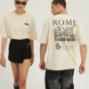 YOURTURN Rome Tee Unisex - T-Shirt Print - Mottled Light Brown -Damesmode 07017d2cd401401ea70ed2bd25c35478