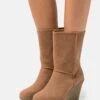 Anna Field Winter Boot - Enkellaarsjes Met Sleehak - Cognac -Damesmode 0a0e208641da49138277589d1dfc661b