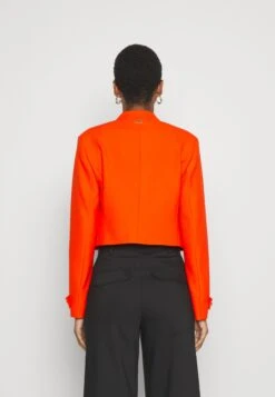 Boss Slim-Fit Cropped Jacket With Collarless Styling - Blazer - Bright Orange -Damesmode 0ac9dfcf278f4de1a2df00e2377b71f3
