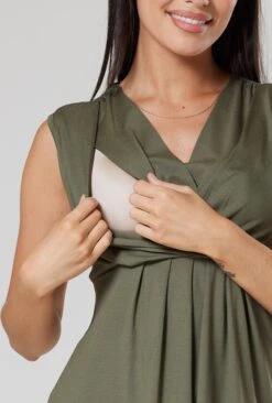 Happy Mama Jurk - Khaki -Damesmode 1111ad8f686a4637aade4c34c48c7fbb