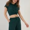 LELA Two Piece Set - Regular Fit - Shorts - Dark Green Melange -Damesmode 2ae1ea70f88344328149ddadb46b3589