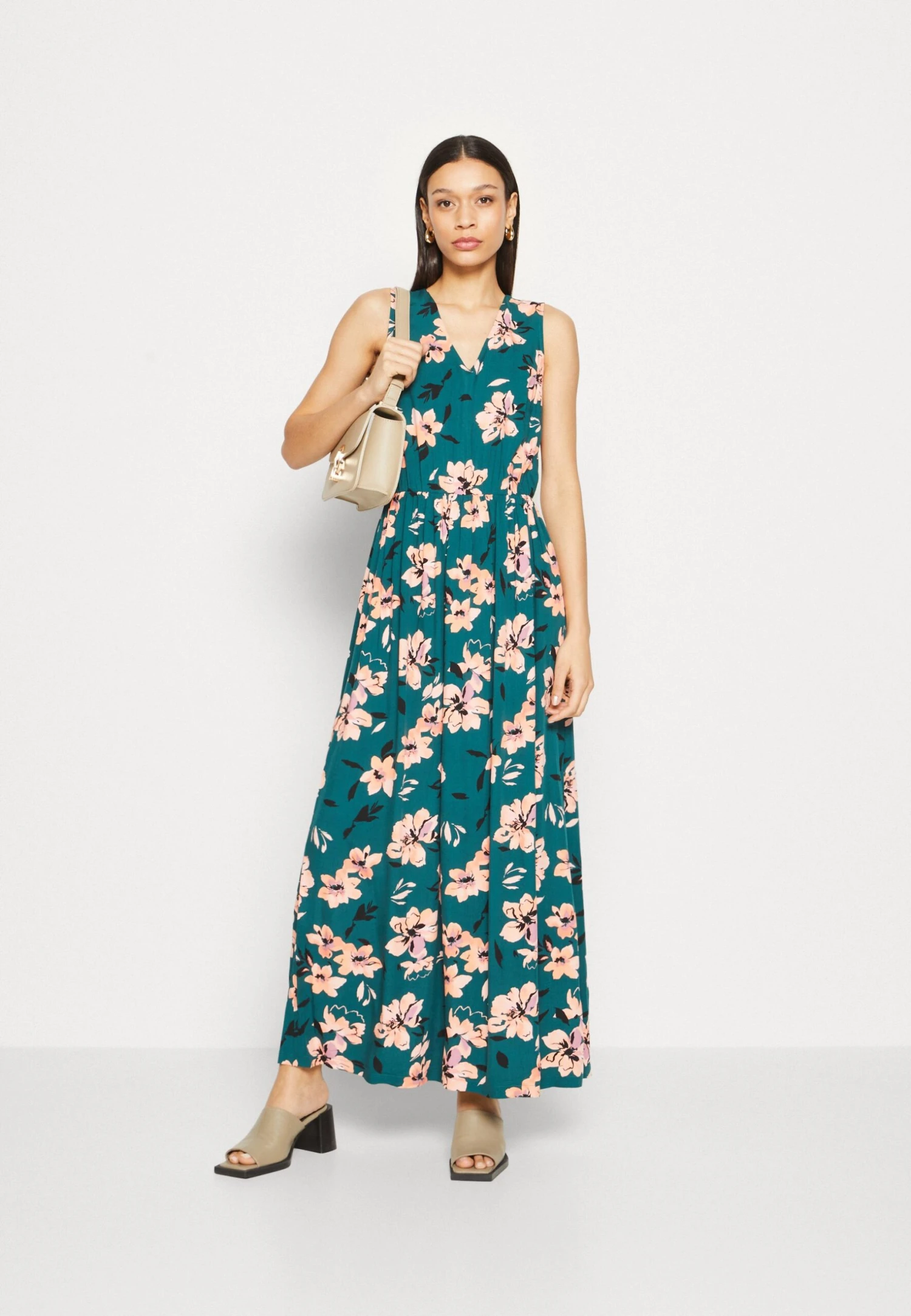 Anna Field Maxi-Jurk - Dark Green/Pink 4 Anna Field Maxi-Jurk - Dark Green/Pink - Afbeelding 2