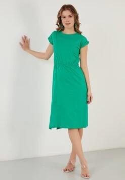 LELA Short Sleeve Midi - Jurk - Benetton Color -Damesmode 7d6c32ea151f4d3cafba612698aacee0