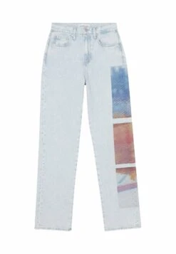 Calvin Klein Jeans High Rise Printed - Straight Leg Jeans - Denim Light -Damesmode ad870a5e0fb74ccb939a55f3907abe59