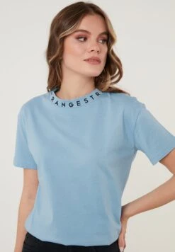 LELA Regular Fit - T-Shirt Print - Baby Blue -Damesmode af25ab589cf54923a623472e1a2bf7f5