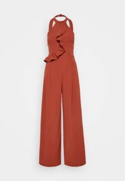 Wal G Penelope Frill - Jumpsuit - Burnt Orange -Damesmode b5cb881c2e494d82afb3d891575c9a1b