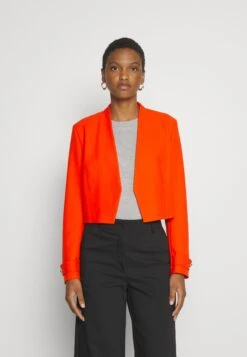 Boss Slim-Fit Cropped Jacket With Collarless Styling - Blazer - Bright Orange -Damesmode ccce71fd8f524f76b81654bde7b1fdf0