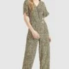Khujo Borgia - Jumpsuit - Schwarz-Gelb Geblümt -Damesmode e7802884b85d4ce78d9d1bdd6bf06f07