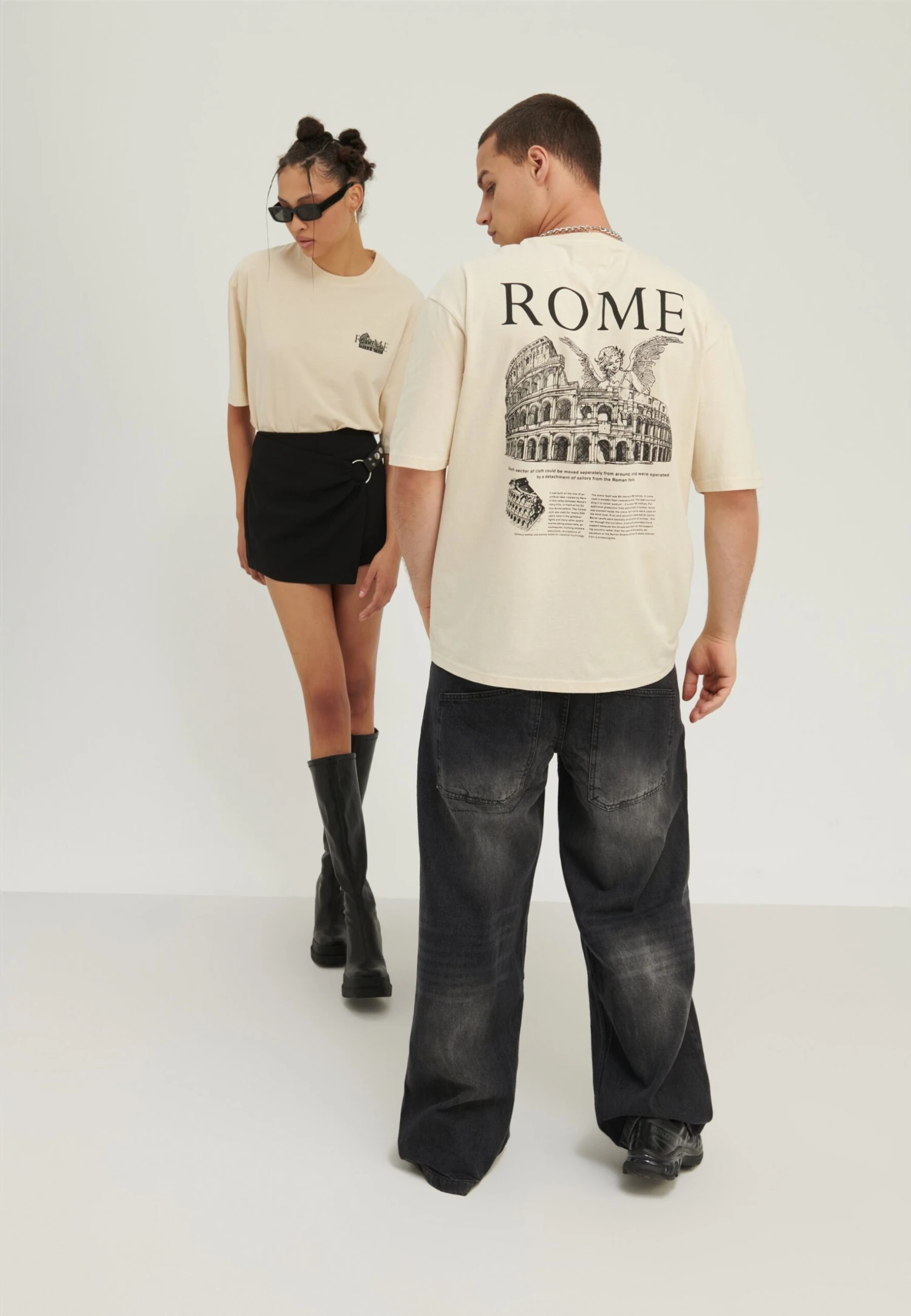 YOURTURN Rome Tee Unisex - T-Shirt Print - Mottled Light Brown 4 YOURTURN Rome Tee Unisex - T-Shirt Print - Mottled Light Brown - Afbeelding 2