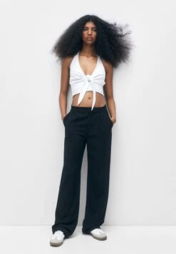 PULL & BEAR Broek - Black -Damesmode f050ba99645c461c9b3f52f3fd01c00b