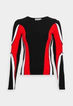 WEEKDAY Rush Biker Long Sleeve - Longsleeve - Black/Red Colblock