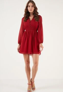 LELA Regular Fit - Jurk - Red -Damesmode f99ee3213daf44d8a86bcc509c4a6da8